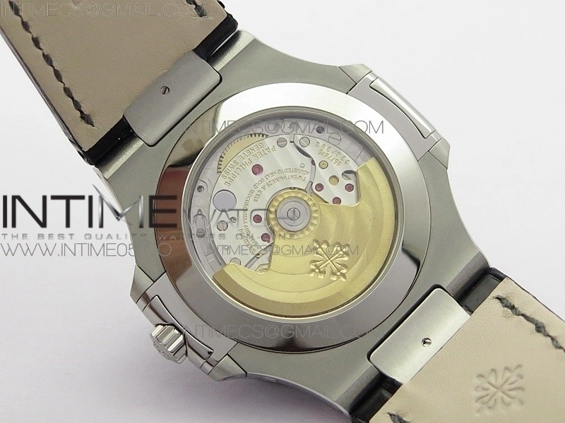 NAUTILUS 5726 SS GRF 1:1 BEST EDITION WHITE DIAL WORKING ANNUAL CALENDARON BLACK LEATHER STARP A.324 V2